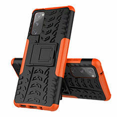 Custodia Silicone e Plastica Opaca Cover con Supporto per Samsung Galaxy S20 FE 5G Arancione