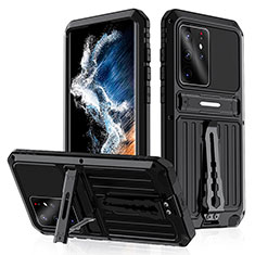 Custodia Silicone e Plastica Opaca Cover con Supporto per Samsung Galaxy S23 Ultra 5G Nero