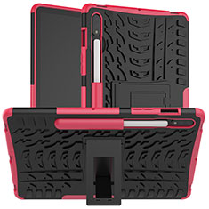 Custodia Silicone e Plastica Opaca Cover con Supporto per Samsung Galaxy Tab S7 11 Wi-Fi SM-T870 Rosa