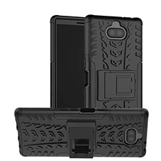 Custodia Silicone e Plastica Opaca Cover con Supporto per Sony Xperia XA3 Ultra Nero