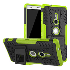 Custodia Silicone e Plastica Opaca Cover con Supporto per Sony Xperia XZ2 Verde