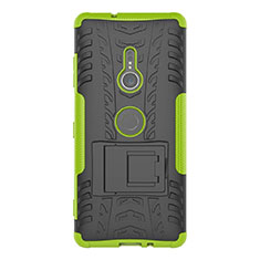 Custodia Silicone e Plastica Opaca Cover con Supporto per Sony Xperia XZ3 Verde