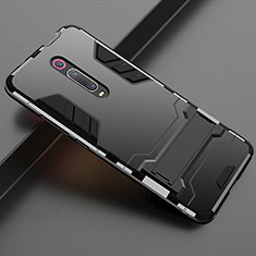 Custodia Silicone e Plastica Opaca Cover con Supporto per Xiaomi Mi 9T Pro Nero