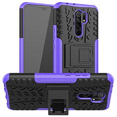 Custodia Silicone e Plastica Opaca Cover con Supporto per Xiaomi Redmi 9 Prime India Viola