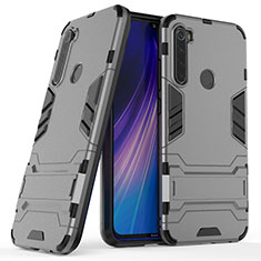 Custodia Silicone e Plastica Opaca Cover con Supporto per Xiaomi Redmi Note 8 Grigio