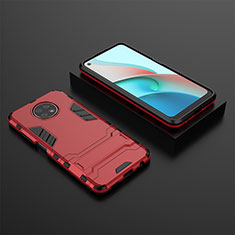 Custodia Silicone e Plastica Opaca Cover con Supporto per Xiaomi Redmi Note 9T 5G Rosso