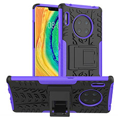 Custodia Silicone e Plastica Opaca Cover con Supporto R01 per Huawei Mate 30 Viola