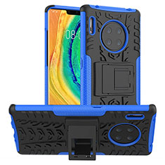 Custodia Silicone e Plastica Opaca Cover con Supporto R01 per Huawei Mate 30E Pro 5G Blu