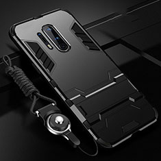 Custodia Silicone e Plastica Opaca Cover con Supporto R01 per OnePlus 8 Pro Nero