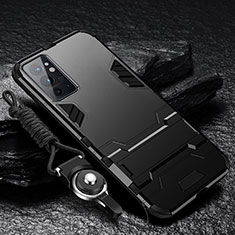 Custodia Silicone e Plastica Opaca Cover con Supporto R01 per OnePlus 9RT 5G Nero