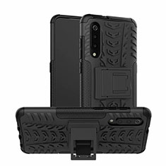 Custodia Silicone e Plastica Opaca Cover con Supporto R01 per Samsung Galaxy A70S Nero