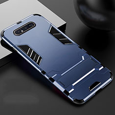 Custodia Silicone e Plastica Opaca Cover con Supporto R01 per Samsung Galaxy A80 Blu