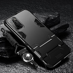 Custodia Silicone e Plastica Opaca Cover con Supporto R01 per Xiaomi Mi 11X Pro 5G Nero