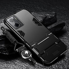 Custodia Silicone e Plastica Opaca Cover con Supporto R01 per Xiaomi Redmi 10 Prime Plus 5G Nero