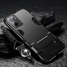 Custodia Silicone e Plastica Opaca Cover con Supporto R01 per Xiaomi Redmi Note 11E 5G Nero