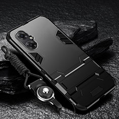 Custodia Silicone e Plastica Opaca Cover con Supporto R01 per Xiaomi Redmi Note 11R 5G Nero