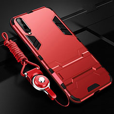 Custodia Silicone e Plastica Opaca Cover con Supporto R02 per Samsung Galaxy A70S Rosso