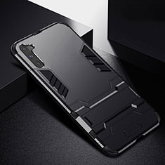 Custodia Silicone e Plastica Opaca Cover con Supporto R02 per Samsung Galaxy Note 10 5G Nero