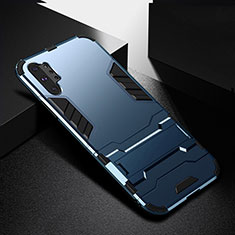 Custodia Silicone e Plastica Opaca Cover con Supporto R02 per Samsung Galaxy Note 10 Plus 5G Blu