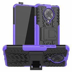 Custodia Silicone e Plastica Opaca Cover con Supporto R02 per Xiaomi Redmi K30 Pro 5G Viola