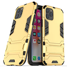 Custodia Silicone e Plastica Opaca Cover con Supporto R03 per Apple iPhone 11 Pro Max Oro