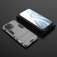 Custodia Silicone e Plastica Opaca Cover con Supporto R03 per Xiaomi Mi 11 Lite 4G Grigio