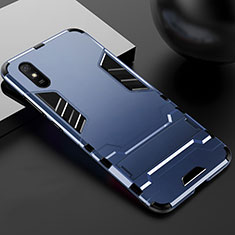 Custodia Silicone e Plastica Opaca Cover con Supporto R03 per Xiaomi Redmi 9AT Blu