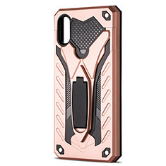 Custodia Silicone e Plastica Opaca Cover con Supporto R04 per Xiaomi Redmi 9A Oro Rosa