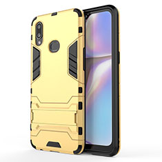 Custodia Silicone e Plastica Opaca Cover con Supporto T01 per Samsung Galaxy A10s Oro