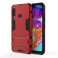 Custodia Silicone e Plastica Opaca Cover con Supporto T01 per Samsung Galaxy A70E Rosso