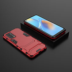 Custodia Silicone e Plastica Opaca Cover con Supporto T02 per Oppo F19s Rosso