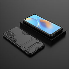 Custodia Silicone e Plastica Opaca Cover con Supporto T02 per Oppo Reno6 Lite Nero