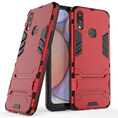Custodia Silicone e Plastica Opaca Cover con Supporto T02 per Samsung Galaxy A10s Rosso