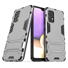 Custodia Silicone e Plastica Opaca Cover con Supporto T02 per Samsung Galaxy A32 4G Grigio