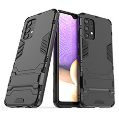 Custodia Silicone e Plastica Opaca Cover con Supporto T02 per Samsung Galaxy A32 4G Nero