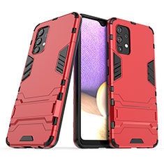 Custodia Silicone e Plastica Opaca Cover con Supporto T02 per Samsung Galaxy A32 4G Rosso