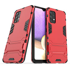 Custodia Silicone e Plastica Opaca Cover con Supporto T02 per Samsung Galaxy A32 5G Rosso