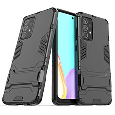 Custodia Silicone e Plastica Opaca Cover con Supporto T02 per Samsung Galaxy A52 4G Nero