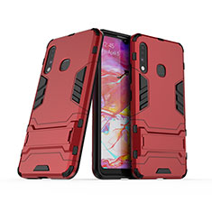 Custodia Silicone e Plastica Opaca Cover con Supporto T02 per Samsung Galaxy A70E Rosso