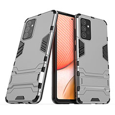 Custodia Silicone e Plastica Opaca Cover con Supporto T02 per Samsung Galaxy A72 4G Grigio