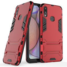 Custodia Silicone e Plastica Opaca Cover con Supporto T02 per Samsung Galaxy M01s Rosso