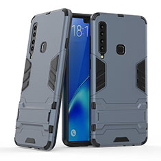 Custodia Silicone e Plastica Opaca Cover con Supporto T03 per Samsung Galaxy A9 Star Pro Blu