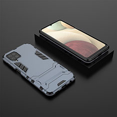 Custodia Silicone e Plastica Opaca Cover con Supporto T04 per Samsung Galaxy F12 Blu