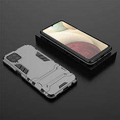 Custodia Silicone e Plastica Opaca Cover con Supporto T04 per Samsung Galaxy M12 Grigio