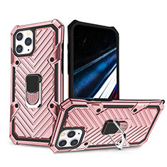 Custodia Silicone e Plastica Opaca Cover con Supporto YF1 per Apple iPhone 14 Pro Max Rosa Caldo