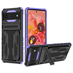 Custodia Silicone e Plastica Opaca Cover con Supporto YF1 per Google Pixel 6 5G Viola