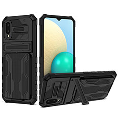 Custodia Silicone e Plastica Opaca Cover con Supporto YF1 per Samsung Galaxy A02 Nero