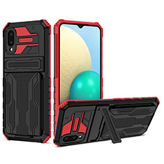 Custodia Silicone e Plastica Opaca Cover con Supporto YF1 per Samsung Galaxy A02 Rosso