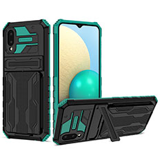 Custodia Silicone e Plastica Opaca Cover con Supporto YF1 per Samsung Galaxy A02 Verde