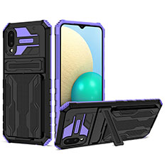 Custodia Silicone e Plastica Opaca Cover con Supporto YF1 per Samsung Galaxy A02 Viola